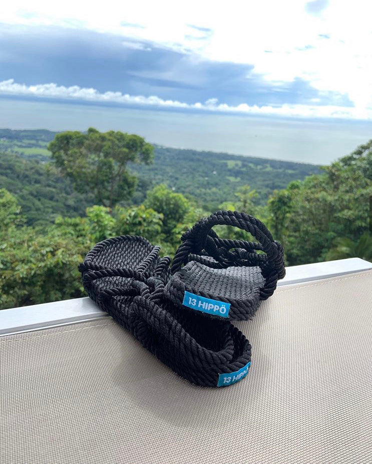 hippo rope sandals on a mountaintop